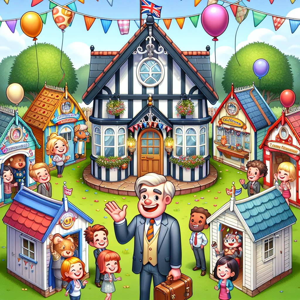 Create a vibrant cartoon scene with seven uniquely decorated, whimsical sheds arranged in a semi-circle around a charming manor house. The house and the sheds are adorned with banners and balloons, representing a joyful occasion. At the center of this arrangement stands a happy Caucasian male character, waving goodbye, with a large bag in his hand, symbolizing a departure into retirement. The surrounding area is bustling with cartoon animals and colleagues of diverse descents and genders, each expressing wishes of good luck for future endeavors.
Generated with these themes: 7 Sheds, Big bag, Manor house, and Retirement.
Made with ❤️ by AI.