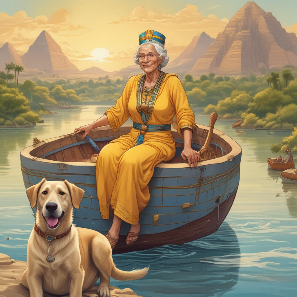 Cartoon Funny, A jovial, birthday-themed illustration contains a Caucasian 94-year-old woman sitting majestically as an Egyptian pharaoh on a boat gently floating on the Nile River. A little brown and yellow dog, her cherished pet, adds to the warmth with their lively demeanor. Drawing attention upwards, behind this peaceful riverscape, a banner streams 'Happy Birthday', spraying goodwill towards the day's focal point. Various elements of her favorite hobbies integrate into the environment: a thriving, well-managed garden presents a lush background, while a bubbling hot tub extends an invitation for tranquillity and leisure. To round out the celebratory atmosphere, a mug of tea alongside an enticing assortment of biscuits sits within easy reach, poised for enjoyment.
Generated with these themes: 94 year old woman as an egyptian pharaoh sitting on a boat on the Nile River, Happy Birthday sign in the background, 1 small brown dog and 1 small yellow dog, Gardening, Hot tub, and Cup of tea and biscuits.
Made with ❤️ by AI.