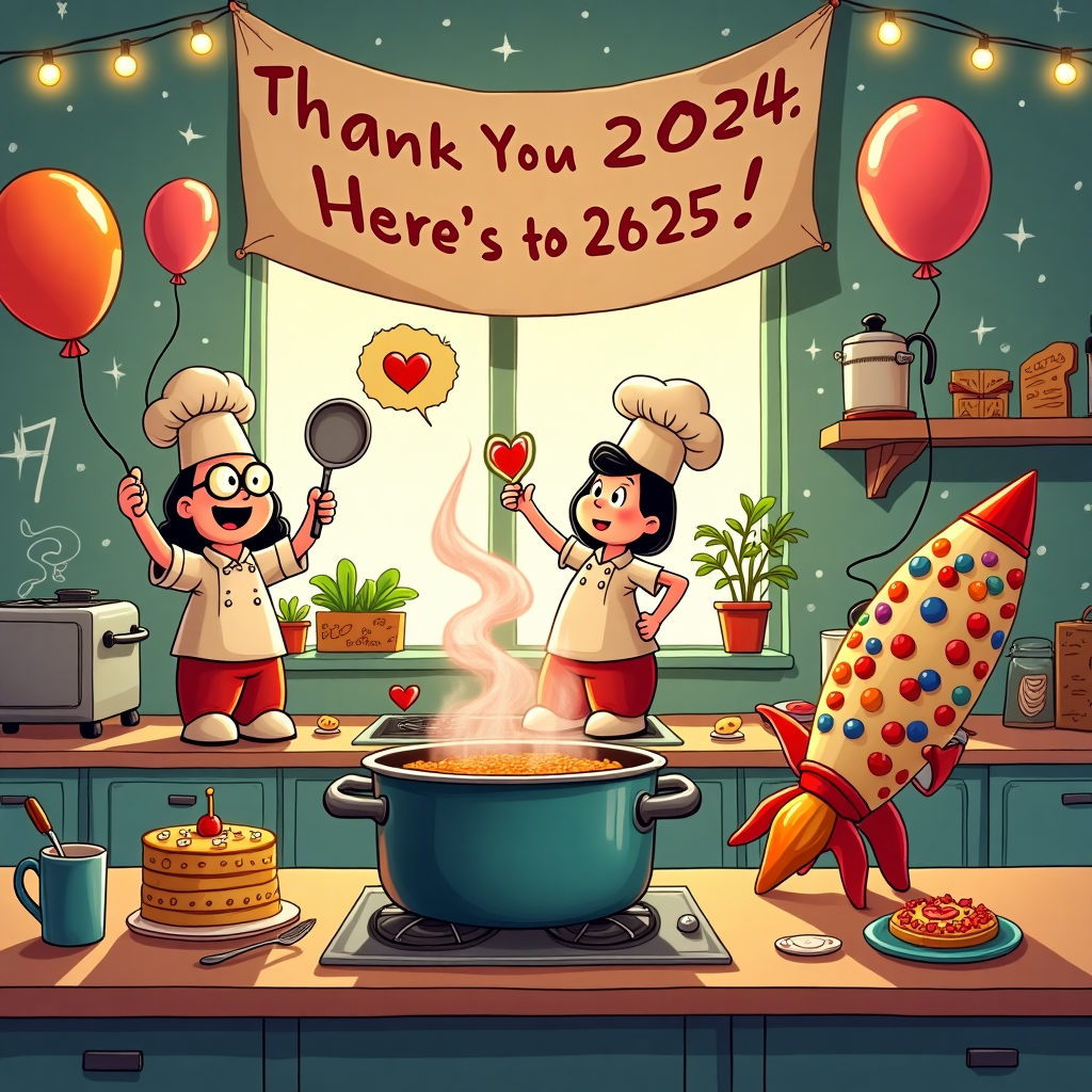 Thank you for all the love and support. We are very grateful for 2024. Wishing you all a very happy New Year 2025 Chef Vijay, Caroline, Ronald, Christina and team Thank-you Card