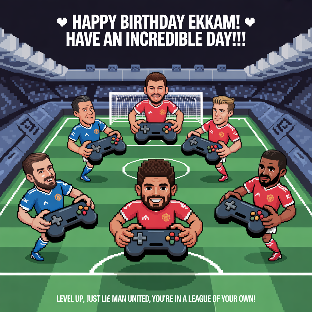 Football, Blue, The Mens Man United team, Gaming, FC25, and Birthday Card