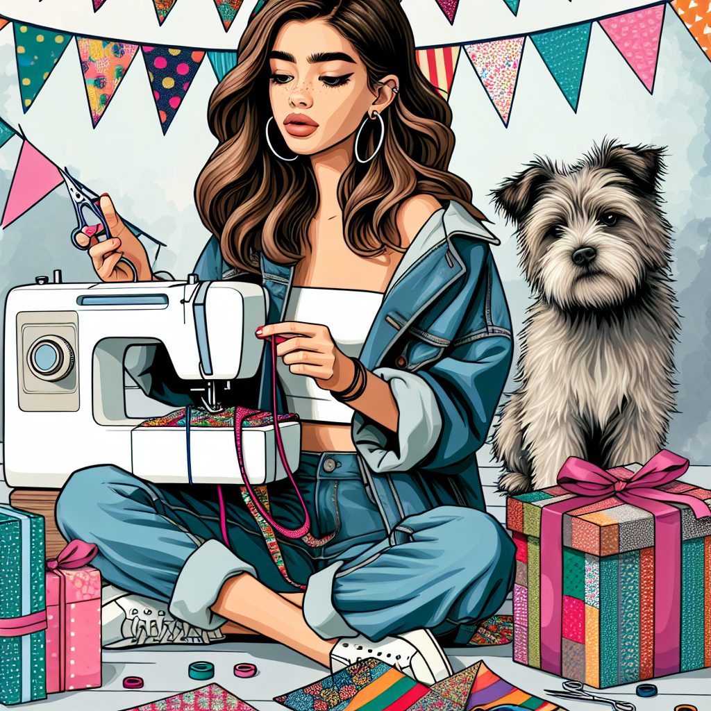 Create an illustration showcasing a celebration-oriented theme. Captured in the illustration is a trendy teenage girl of Hispanic descent, engrossed in her act of sewing colorful birthday buntings. She has flowing brown hair which adds to her youthful presence. In the background, presents wrapped with vibrant patterns and colors are peppered across the scene, symbolizing the festive spirit. Casually positioned within this festive backdrop is a playful grey-coated scruffy dog, adding an element of humor and whimsy to the overall atmosphere.
Generated with these themes: Cool teenage girl with brown hair sewing birthday bunting + presents + scruffy grey dog.
Made with ❤️ by AI.
