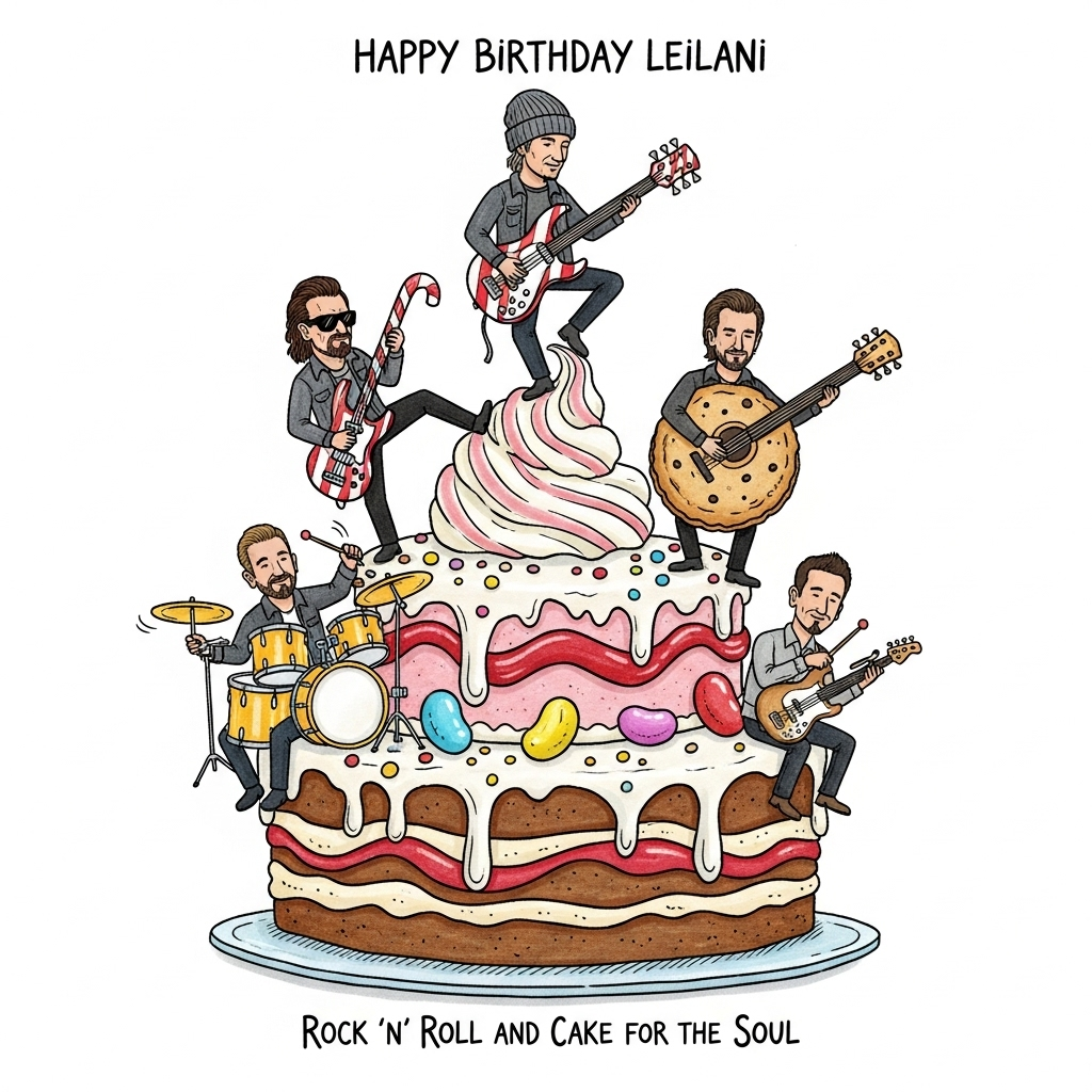 U2 Band on a Birthday Cake, and Birthday Card