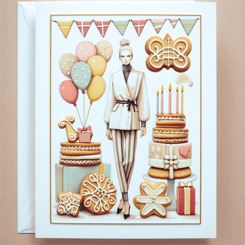 An appealing birthday card embellished with a fanciful image featuring elements of playful Danish fashion. The main character is chic, donned in a Scandinavian minimalist outfit, and is surrounded by a joyous display of traditional Danish butter biscuits crafted into the shapes of birthday gifts and balloons. The color scheme is gentle and welcoming, using pastel shades that provoke the warmth of a birthday festivity. The backdrop subtly incorporates elements of the symbolic Danish flag, interlacing fashion, culture, and mouthwatering desserts into a lovely composition perfect for birthday greetings.
Generated with these themes: Fashion , Denmark , and Biscuits .
Made with ❤️ by AI.
