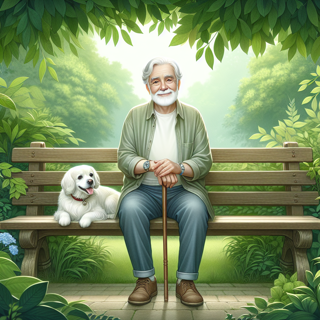 Illustrate a heartwarming scene celebrating an important anniversary. The central figure is a gentle, portly old man with grey hair, displaying a kindly smile and radiating tranquility. He is perched contently on an old wooden park bench, enveloped by lush, verdant foliage. A small, loyal white dog sits by his side, reinforcing the soothing ambiance of this idyllic park setting. Their companionship, serene and loyal, beautifully symbolizes the passing of time and mutual trust.
Generated with these themes: Fat old man with grey sitting on a bench in a park with a small white dog.
Made with ❤️ by AI.
