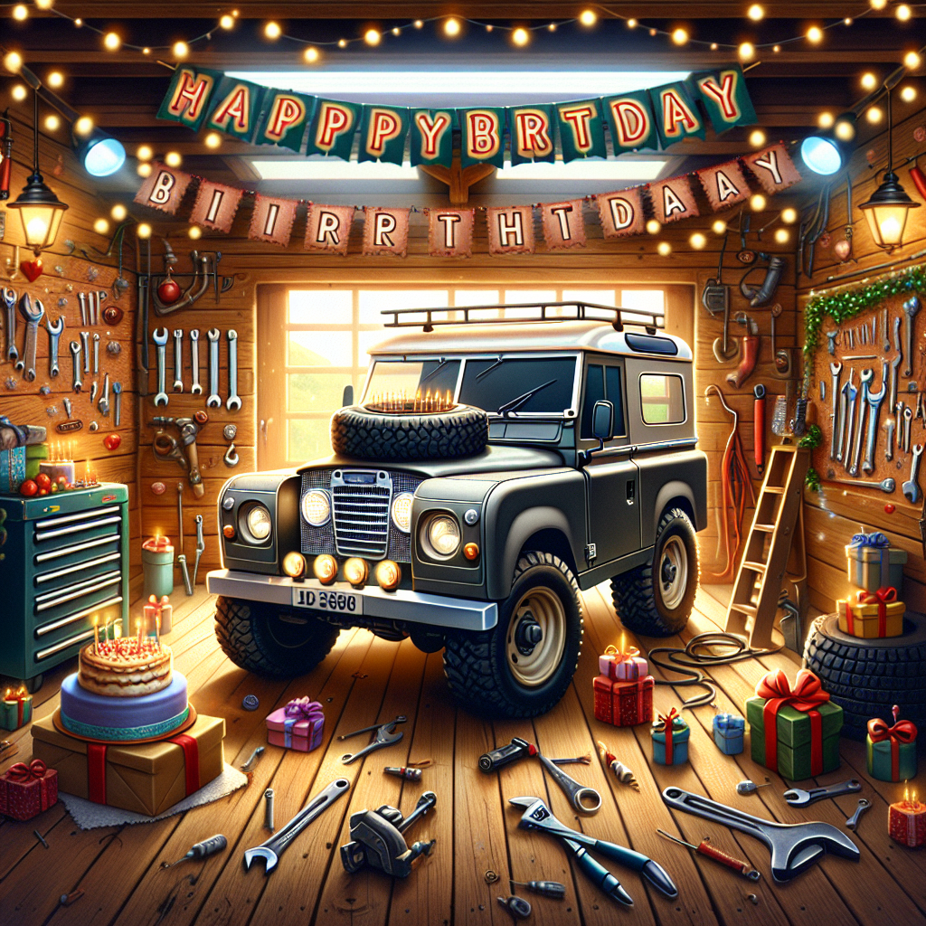 Land rover , Garage, Shed, Tools, Mechanic, and Goth Birthday Card
