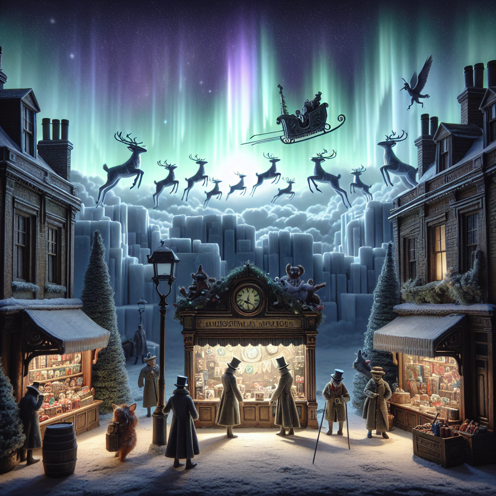 Encased within a Victorian card lies an otherworldly Christmas market, where the stalls are carved from ice that glows with an inner light. Vendors are dapper animals in Victorian garb selling timepieces that tick backward. Above, auroras paint the sky in technicolor, while the silhouettes of reindeer leap impossibly from rooftop to rooftop.
Generated with these themes: Victorian card.
Made with ❤️ by AI.
