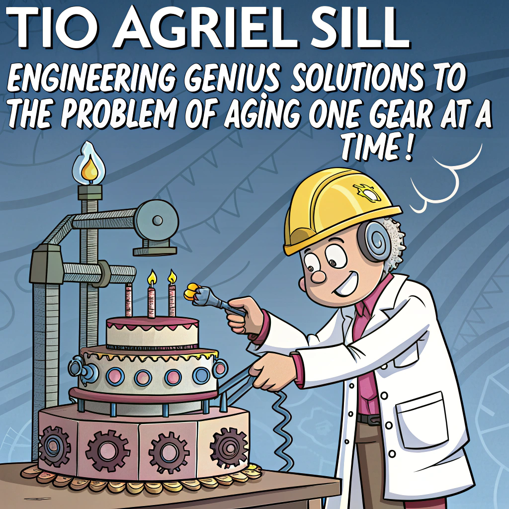 At the top of the image, "Tío Adriel: Still engineering genius solutions to the problem of aging—one gear at a time!"

- Illustrate a cartoon scene featuring Tío Adriel in a hard hat and lab coat, proudly tightening bolts on a wildly overcomplicated birthday cake machine. The machine is hilariously elaborate, with gears turning, steam puffing, wires sparking, and a robotic arm delicately placing a candle on top of a cake that keeps rotating.

- The background features blueprints taped to the wall—one titled "Operation: Eternal Youth 3000," with comically chaotic schematics.

- On a nearby workbench are coffee mugs labeled “#1 Tío,” "Ctrl + Z Age," and "Will Debug for Cake.”

- A tiny robot assistant, made from spare bolts and calculator parts, holds a clipboard with “Project: Party Time” scribbled on it.
Generated with these themes: Front Cover: A sleek design featuring gears, circuit patterns, and drafting tools, symbolizing the essence of engineering. In the center, a bold text reads: "Engineering Brilliance, One Year at a Time: Happy Birthday, Adriel!" Inside the Card: On the left side: A graphic of interconnected gears or a bridge under construction, showcasing the creative and technical aspects of engineering. On the right side: A heartfelt message, like: "Happy Birthday to an extraordinary engineer! Your vision, creativity, and dedication inspire everyone around you. May this year bring more incredible designs, successful projects, and fulfilling moments both at work and in life. Here's to celebrating your talent and passion—cheers to you, Uncle Adriel!" Back Cover: A playful tagline like: "Crafted with precision and powered by love." Would you like to add a specific touch related to his favorite projects or achievements? Let me know! We can refine the design even more to make it truly personal..
Made with ❤️ by AI.