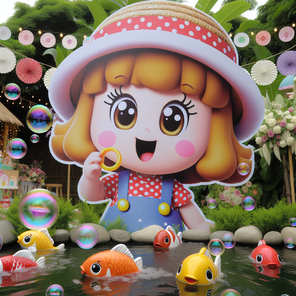 A delightful cartoon-themed birthday event where the main character, Little Miss Midd, cheerfully blows bubbles by a peaceful pond filled with vibrant Koi fish. The background sounds of harmonious folk tunes contribute to the setting, giving a jovial countryside feel to the festivity.
Generated with these themes: Smoking weed , Koi carp , Country music, and Little miss midd .
Made with ❤️ by AI.