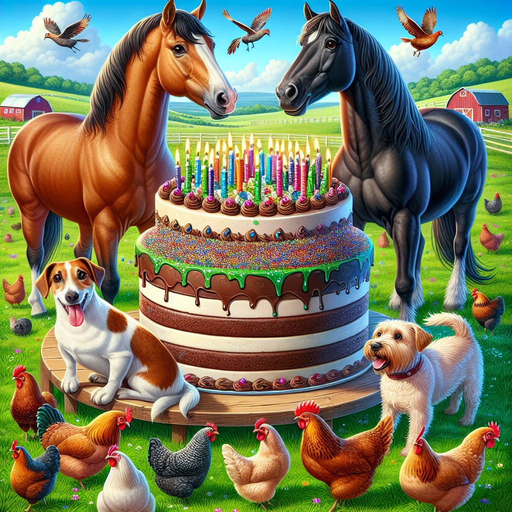 Jack Russell Labrador horses chocolate cake chickens Birthday Card