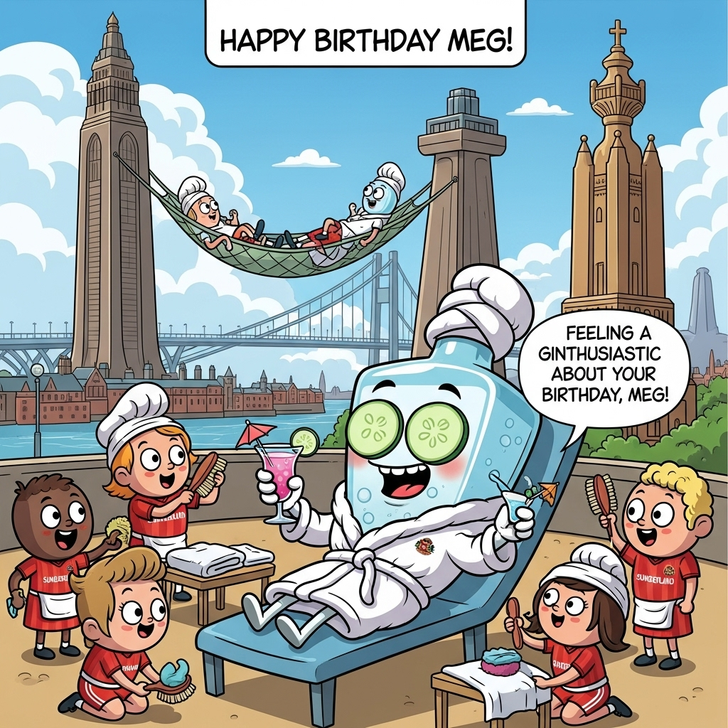 Sunderland, Gin, Spa, and Birthday Card