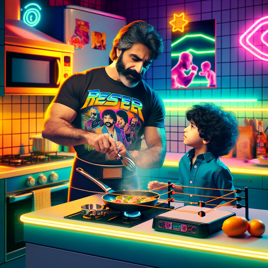 Wresting, Cooking, and Synthwave Fathers-day Card