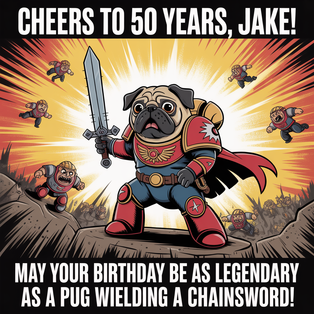 Warhammer, Blood Angels, Pugs, and Birthday Card
