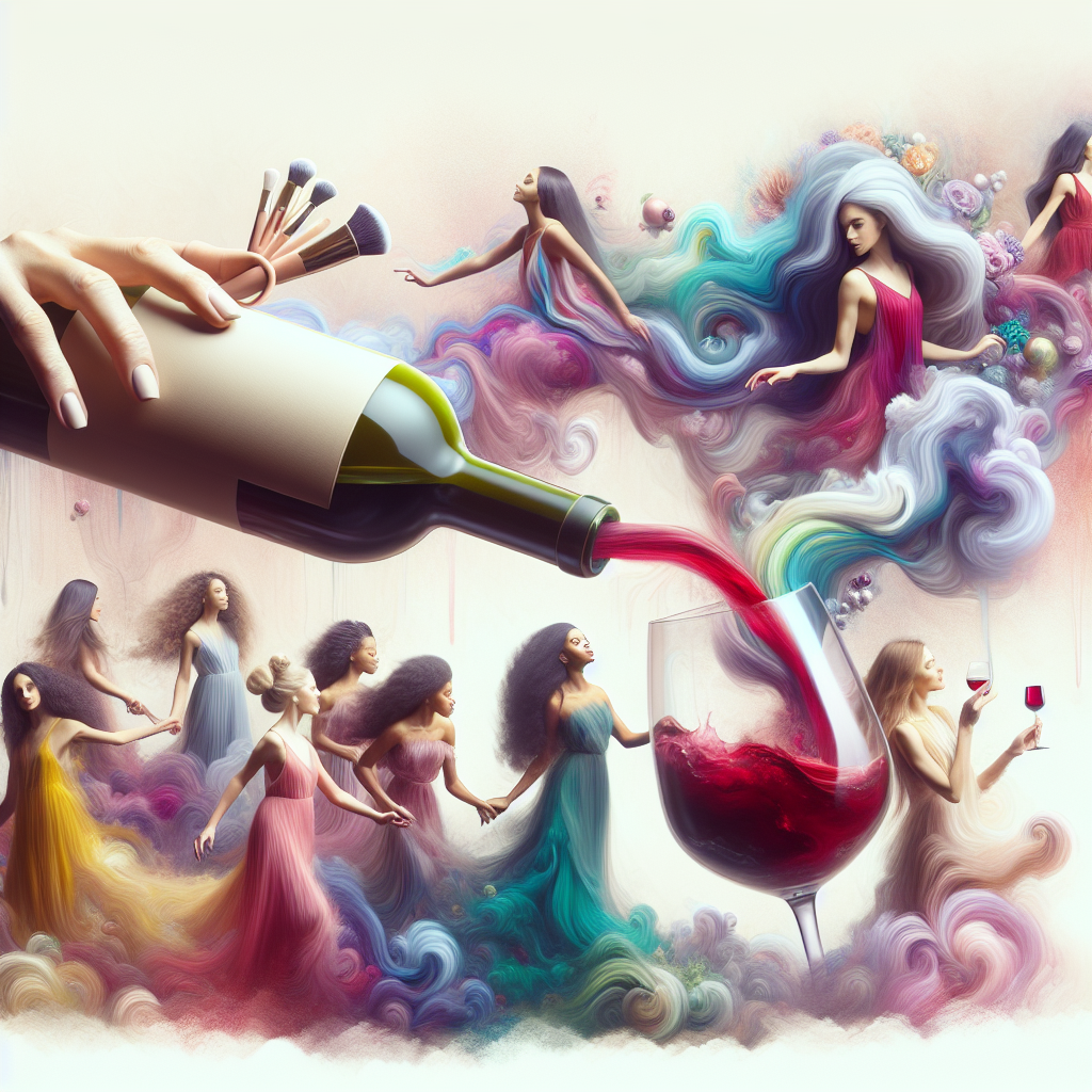 Create an image of an ethereal dreamscape where a vibrant birthday party is occurring. Picture granddaughters of varying descents, some Caucasian, some Hispanic, some Black, and some Middle-Eastern, all dressed in flowing gowns reminiscent of spring flowers, moving around an anti-gravity wine bottle pouring an endless stream of red wine. Imagine whimsical tubes of lipstick and eyeshadow palettes floating amongst undulating hair, moving in rhythm with a silent sonata. Soft perfume clouds gently sway, mixing with the laughter and joyful dancing of the multicultural family who are engaged in the magic of their togetherness and the celebration.
Generated with these themes: Wine, Granddaughters , Make up, Hair , Perfume, Dancing, and Being drunk.
Made with ❤️ by AI.