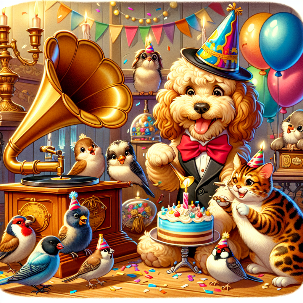 Antiques, Feeding birds, Cockerpoo, and Bengal cat Birthday Card