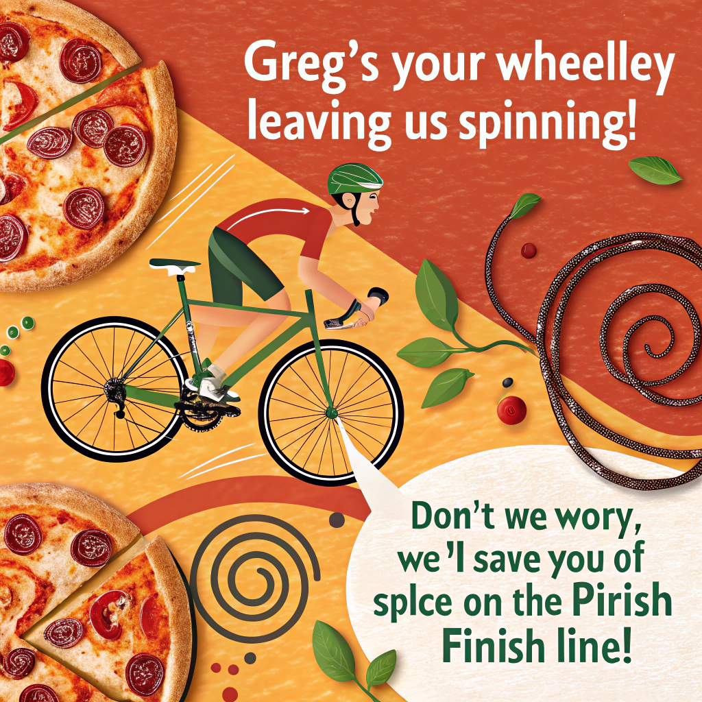 Bikes, dad jokes, food, and Farewell Card