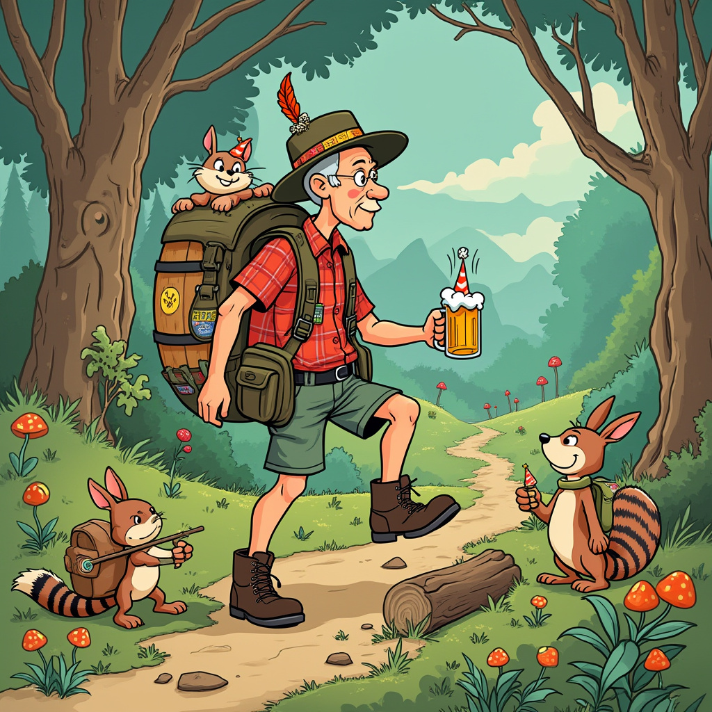 75 year old hiker with beer Birthday Card
