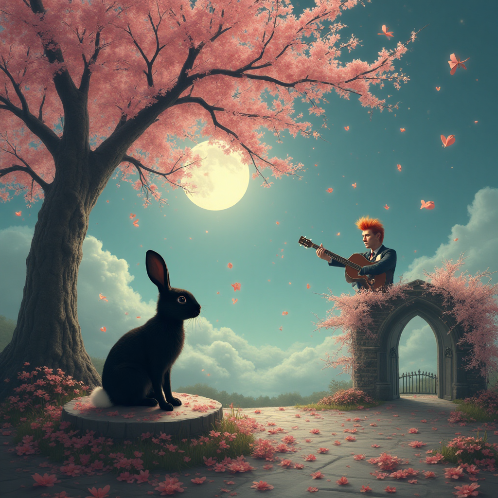 David Bowie, Black rabbit with white nose, Cherry tree, Gothic, Sweeties , and Birthday Card