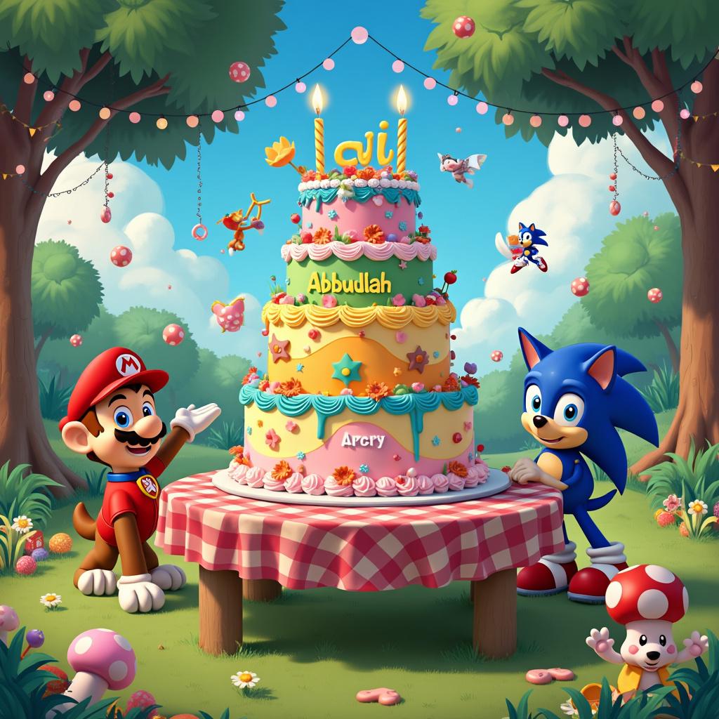 Paw Patrol, Super Mario, and Sonic cartoon Birthday Card
