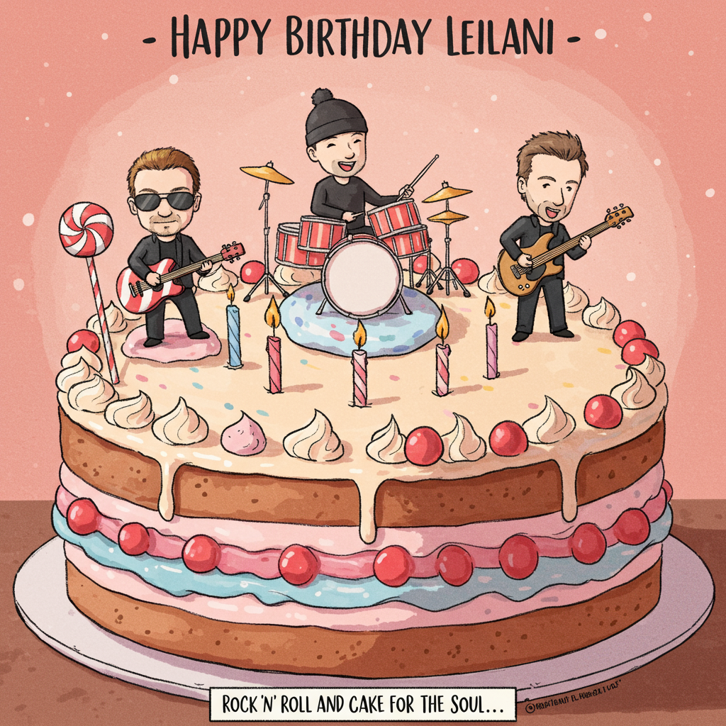 U2 Band on a Birthday Cake, and Birthday Card