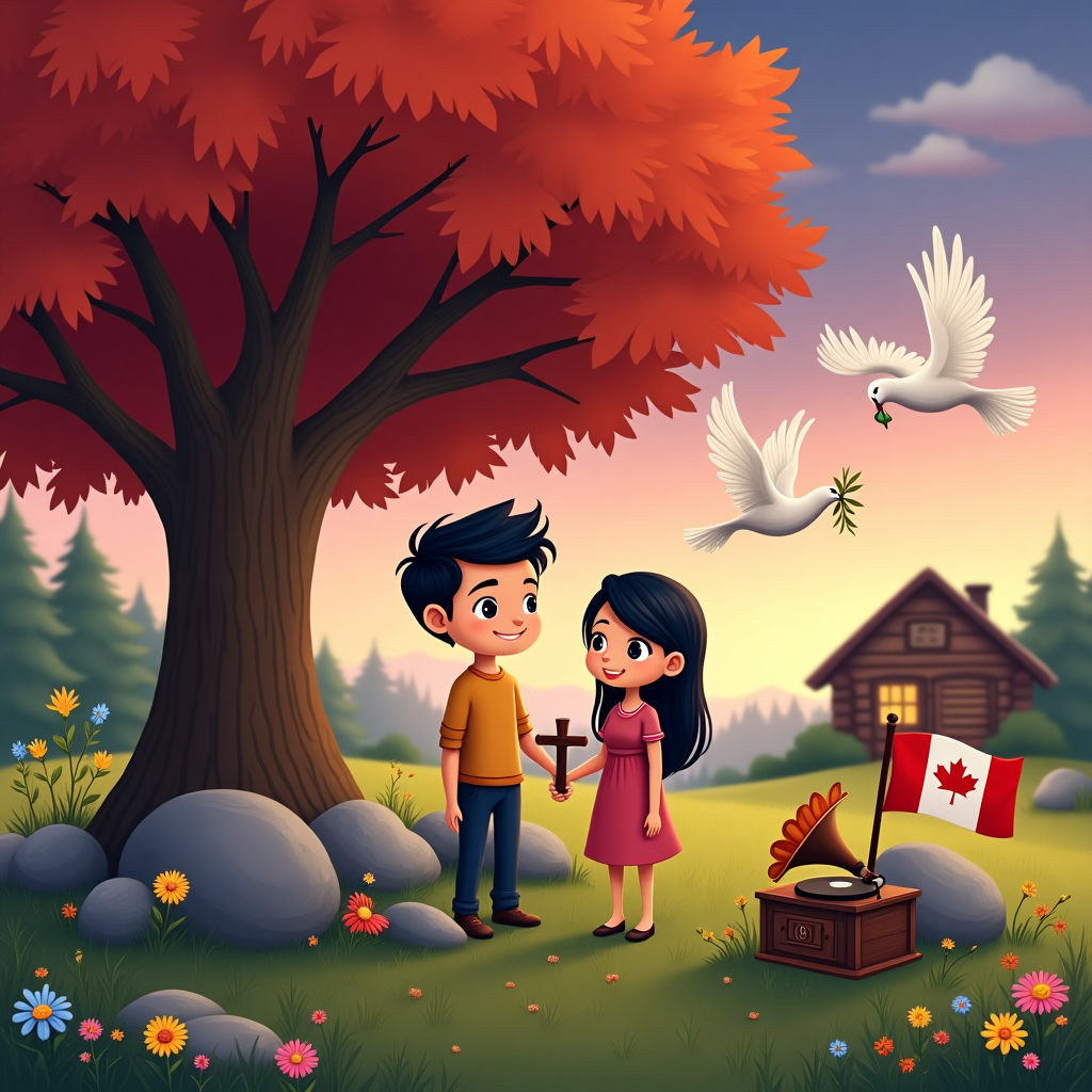 We are a couple who lives in Canada and are originally from Colombia, celebrating our 8th wedding anniversary, we don't have children and God is important in our lives, she is shorter than me, black hair; I have black hair too a bit taller Anniversary Card