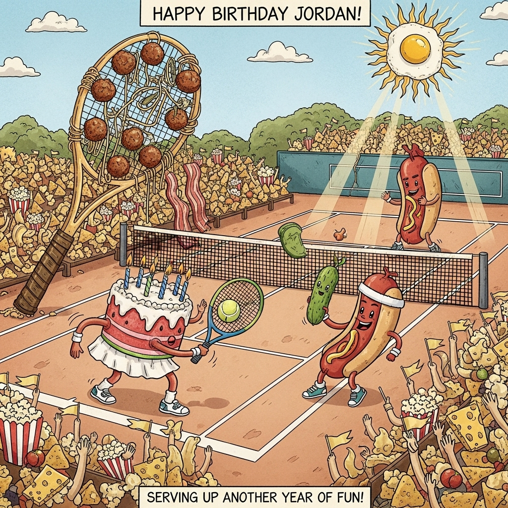Tennis, Food, and Birthday Card