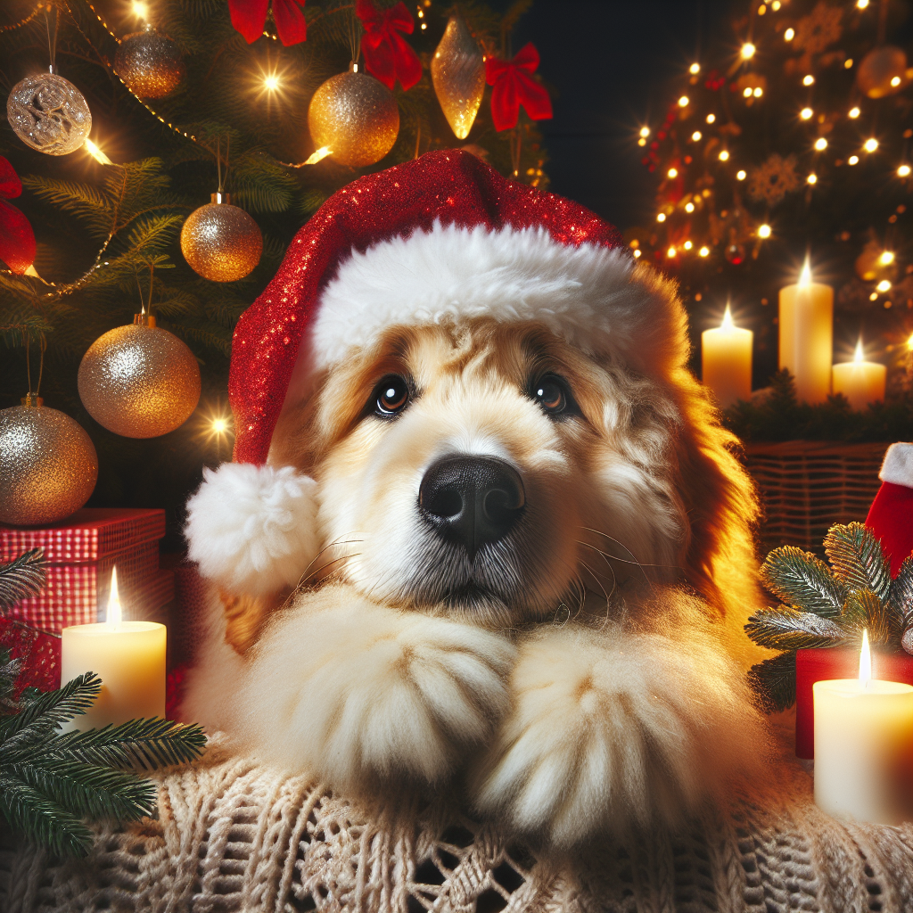 In this adorable yuletide scene, a fluffy dog wears a Santa hat, eyes sparkling with excitement. It's nestled against a lush Christmas tree adorned with twinkling lights, ornaments, and a shimmering star. Candles cast a warm glow, underscoring the tender love that pervades this festive space.
Generated with these themes: tree dog hat candle love.
Made with ❤️ by AI.
