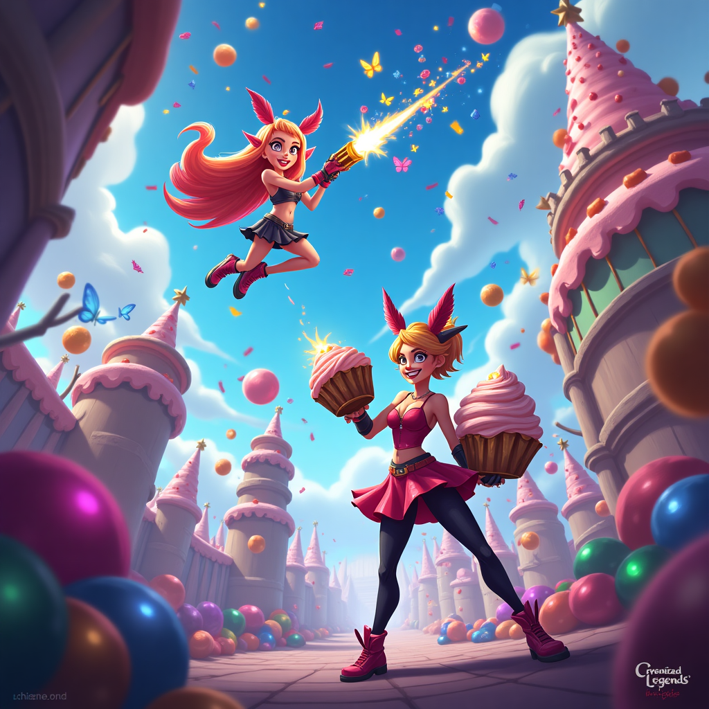 **Image Prompt:**

*At the top of the illustration image: "Boom! It’s Your Birthday, Chloe – Time to Explode with Joy!"*

Surreal, vibrant birthday-themed illustration in the visual style of *Arcane: League of Legends*. The scene features Jinx floating mid-air, firing colorful candy-filled rockets that explode into swirling galaxies of confetti, balloons, and floating cupcakes with lit fuses. Vi stands below, grinning and wearing oversized party gauntlets shaped like gift boxes, smashing open piñatas shaped like Hextech crystals. A surreal Zaun-meets-Piltover cityscape looms in the background, bending and twisting with impossible geometry, decorated in wild neon streamers and enchanted birthday signs glowing with arcane runes. Glowing blue butterflies orbit the scene like living sparks, and the skies above ripple with strange, festive magic, where timepieces melt like icing and cupcake moons grin mischievously.
Generated with these themes: Arcane League Of Legends, Jinx Arcane League Of Legends, and Vi Arcane League Of Legends.
Made with ❤️ by AI.