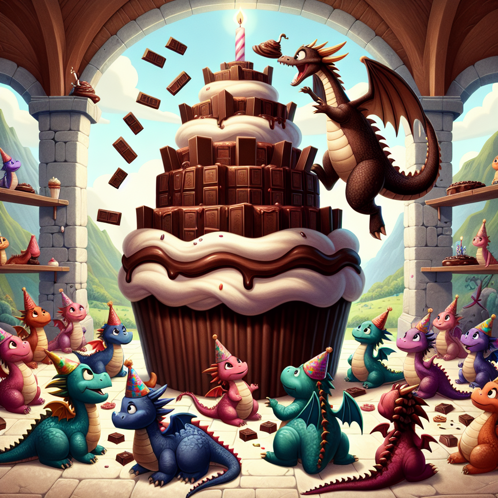 Visualize a whimsical birthday gathering in an enchanting universe where eight dragons of different hues and dimensions congregate around a colossal chocolate cupcake. These dragons are characterized by their humorous expressions and festive headgear, engrossed in a joyful competition of piling up chocolate bars to form a lofty tower. In the backdrop, there's another dragon engaging in a lighthearted frolic, running in circles to shape its tail into the number eight.
Generated with these themes: Dragons , Eight , and Chocolate .
Made with ❤️ by AI.