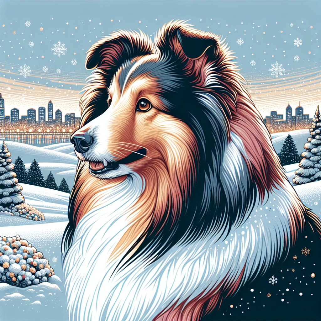 A charming vector-style illustration captures the essence of Christmas, with an adult Shetland Sheepdog taking the spotlight. The dog, adorned with a sable and white coat, stands amidst a snowy landscape. Brown eyes gleam with holiday spirit, while a dusting of snow speckles its fur.
.
Made with ❤️ by AI.