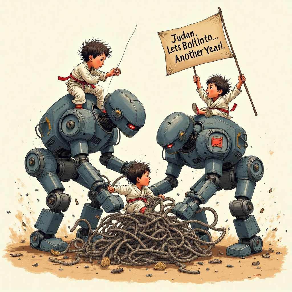 Judo, nuts and bolts, kids, electric bike, and Birthday Card