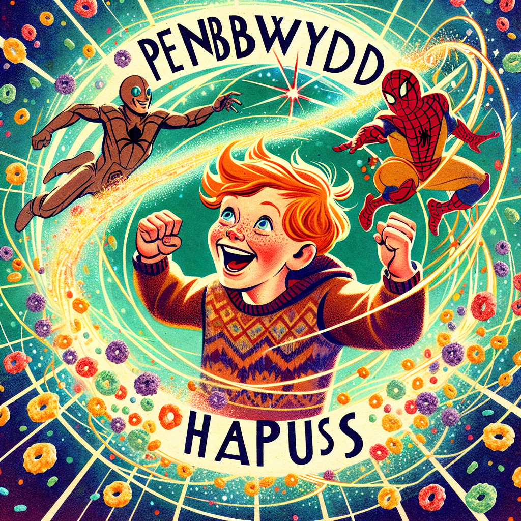A shimmering illustration radiating with the spirit of a birthday celebration, exhibiting an assortment of vivid, joyful colors. In the middle of the scene, a thrilled boy with ginger hair stands, his eyes gleaming with joy. Around him, an energetic whirl of generic superheroes inspires awe, with a taupe-coloured, web-throwing hero being the central character, a clear favorite of the boy. The phrase 'Penblwydd Hapus' soars above this exciting scene in bold, festive typography, and at the bottom, the numeral '4' signifies the boy's new age. To inject a youthful touch, pieces of cereal frolic around the borders of the scene, like bright paper confetti, embodying the gaiety of a child's fourth birthday party.
Generated with these themes: Penblwydd Hapus , Age 4, Marvel avengers , Spiderman, Cereal, and Boy ginger hair.
Made with ❤️ by AI.