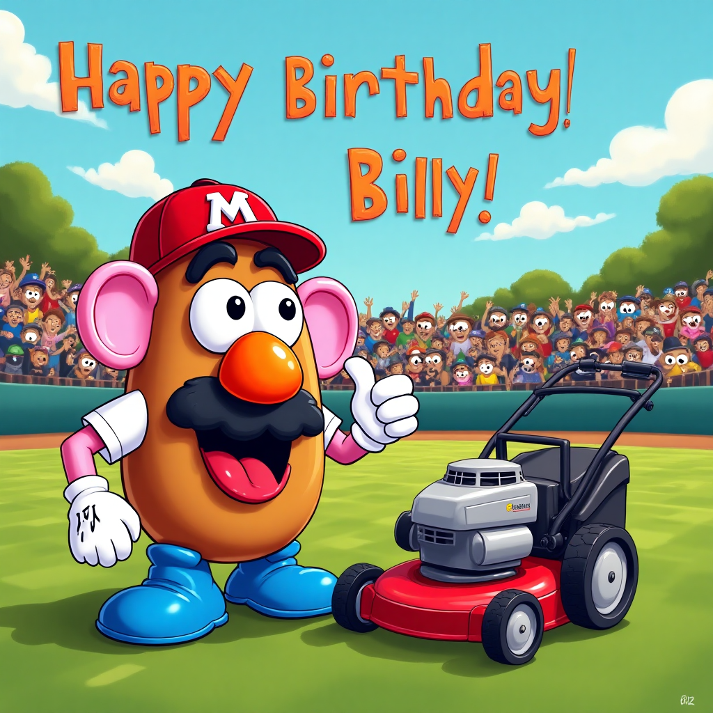Mr potato head , Mowing, Clocks, Cars, Baseball , and Birthday Card