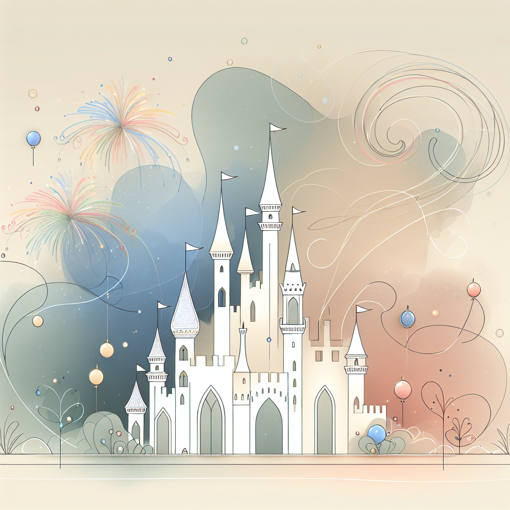 Create a gentle, minimalist birthday scene reminiscent of childhood nostalgia. This scene features a fairy tale castle, drawn with a few elegant, simple lines and shapes. The colors of the setting are understated yet vivacious, stirring a sense of childlike wonder. The castle's towers and turrets are abstracted into chic, simple forms that immediately draw the viewer's attention and spark the imagination. The surroundings mirror the festivity of a birthday celebration, with swirls and splashes of color in the backdrop resembling the grandeur of fireworks.
Generated with these themes: Disney castle .
Made with ❤️ by AI.