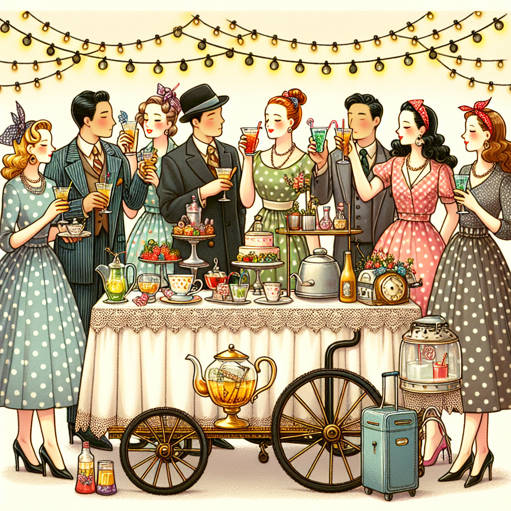 Tea, Coffee , Vintage , 40s, 50s, and Cocktails Birthday Card