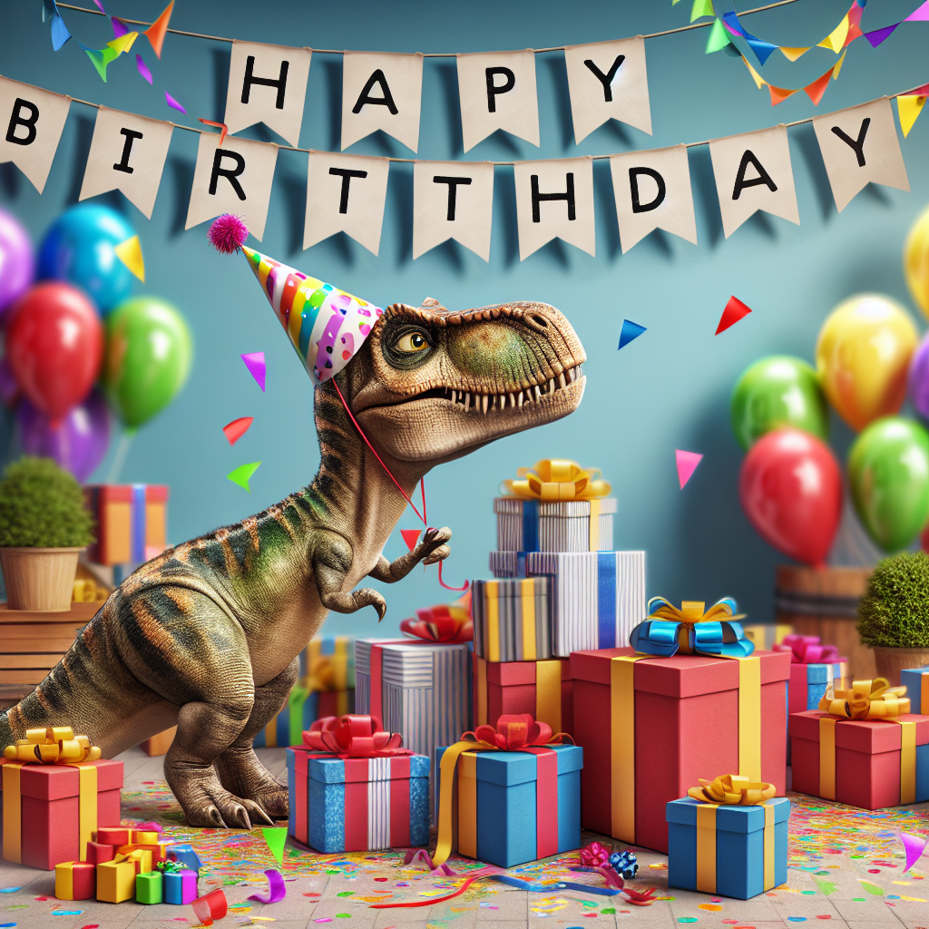 Dinosaur playing hide and seek Birthday Card