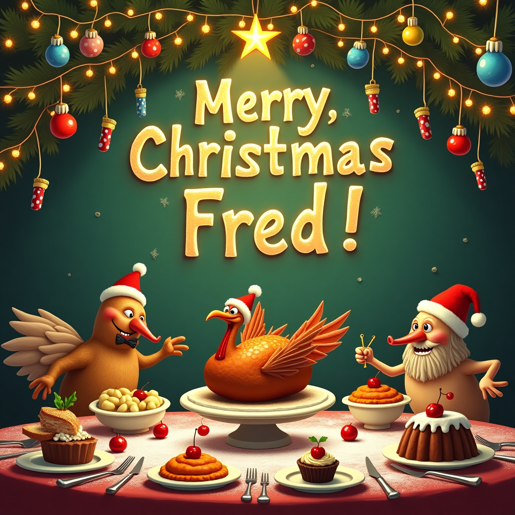 Food, and Dinner table Christmas Card
