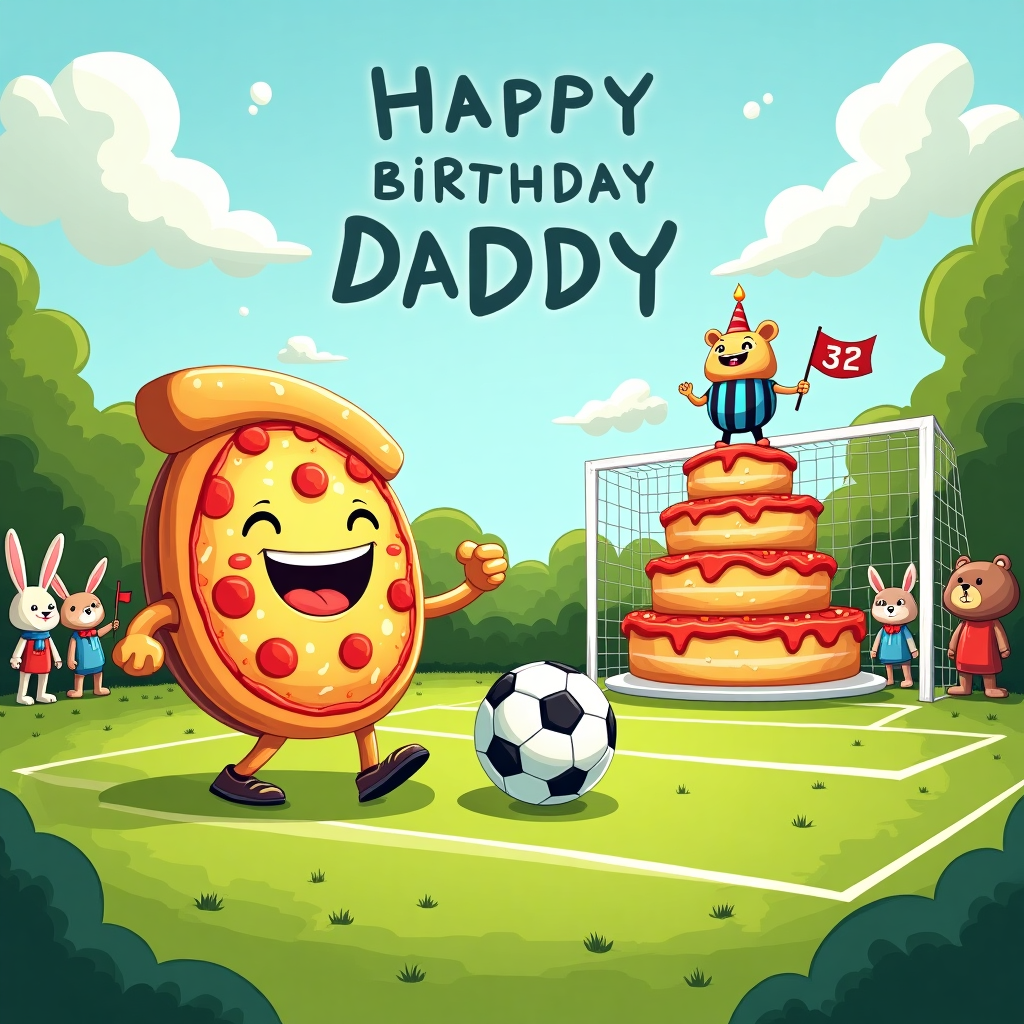 Inter Milan jersey (blue and black) with the number 32 on the back. , Happy birthday daddy, Soccer, and Pizza Birthday Card
