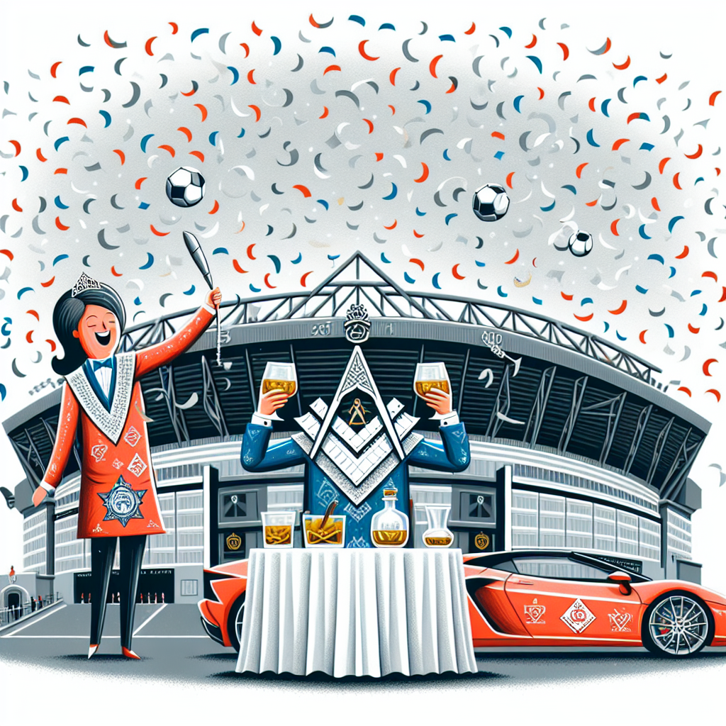 A charming illustration with an anniversary theme, presenting a quirky depiction of a famous football stadium. Silver confetti, signifying a 25-year celebrated moment, showers around a joyful pair, costumed in the hues of a popular football team. Symbols reminiscent of Freemasonry are woven into the football design. The pair marks their celebration by clinking whiskey glasses, which are perched on the hood of a high-end sports car, creatively used as a serving table for the special event.
Generated with these themes: Tottenham Hotspurs football team, Freemasons, Whiskey, Merecedes formula 1, and 25 year wedding anniversary.
Made with ❤️ by AI.
