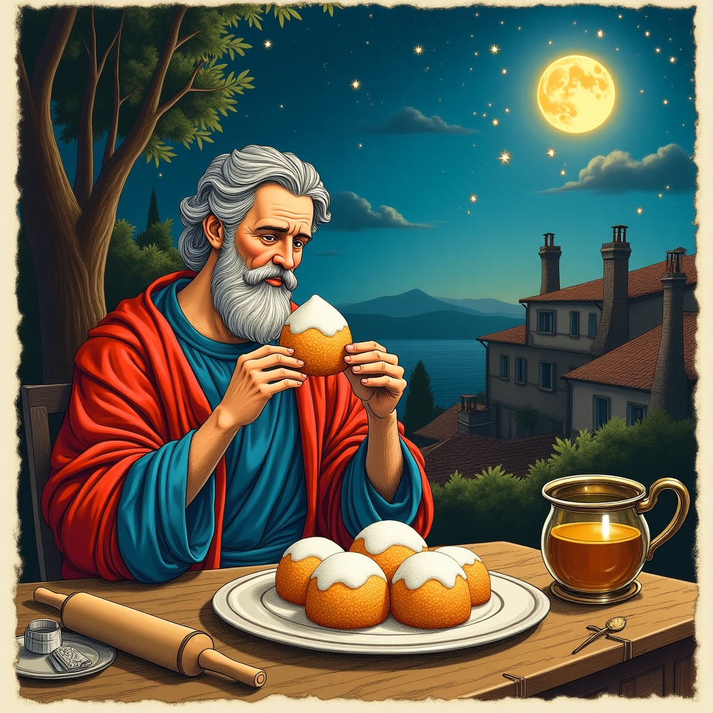 St Joseph eating a zeppole di San giuseppe Farewell Card