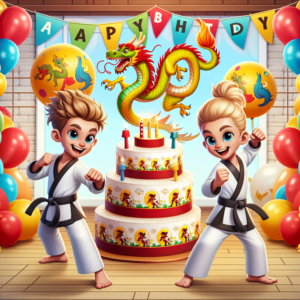 Twins, and Kung fu Birthday Card