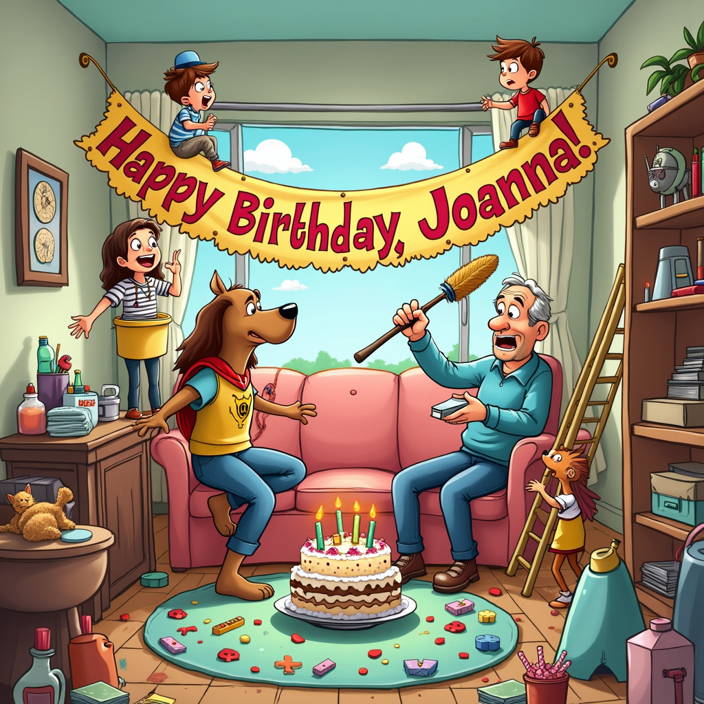 Cleaning, Her children , Her dad, and Her brother Birthday Card