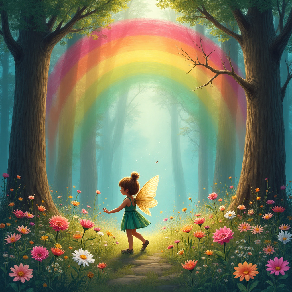 Rainbows,flowers,fairy,trees, and Thank-you Card