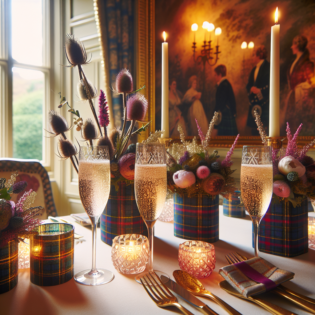 Create a heartwarming scene of a 40th birthday party being celebrated in a room rich with Scottish tradition. Display subtle tartan designs embellishing the walls, harmonizing with elegant tablecloths dusted with pink glitter. Arrange centerpieces highlighting thistles and heathers, representing Scotland's national flowers. Let the soft illumination of candlelight bring a warm glow to the champagne flutes that are detailed with fine glitter, ready to be filled with celebratory drinks. Imagine guests being delighted by customized elements that articulately link to the birthday person's colorful past and dynamic present.
Generated with these themes: 40th birthday , Scotland , Pink, Glitter, and Champagne.
Made with ❤️ by AI.