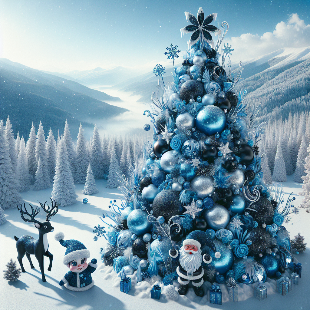 Black and blue Christmas Tree Christmas Card