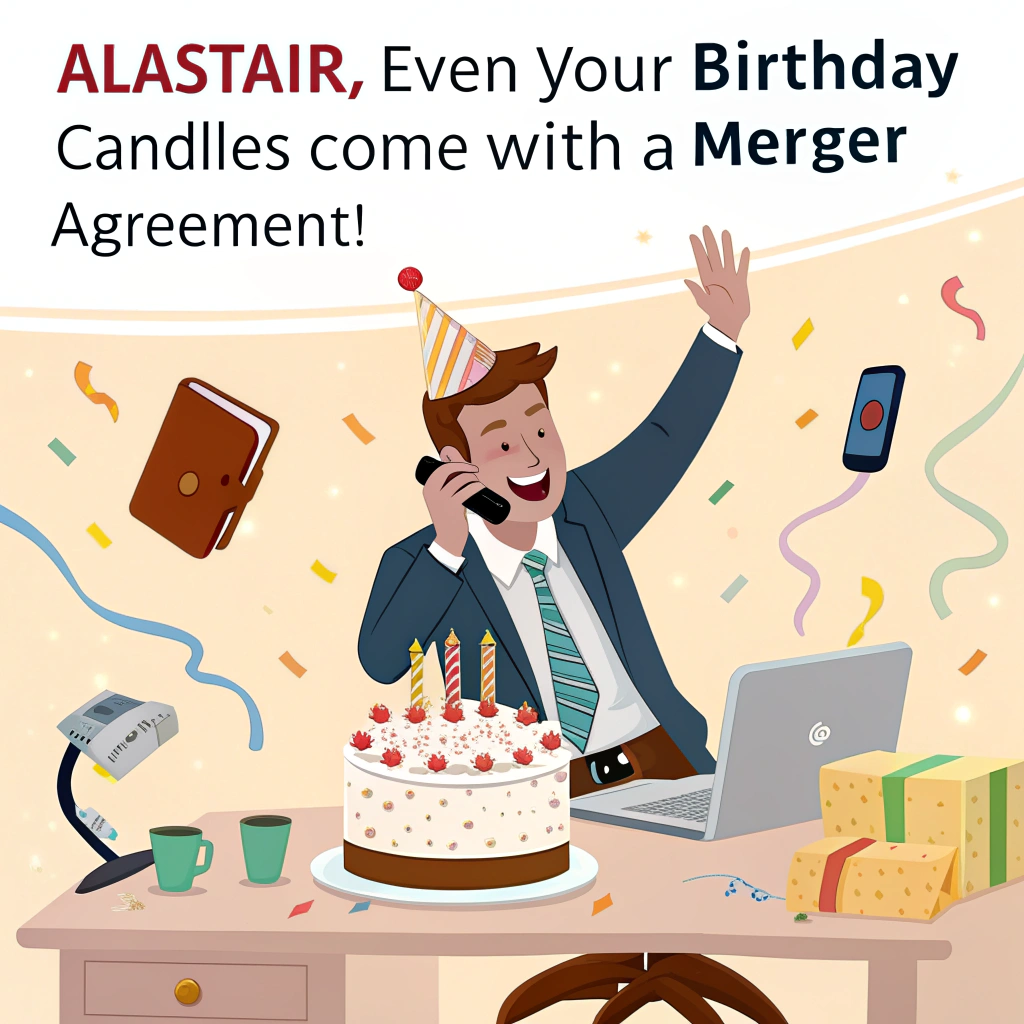 Busy young businessman making deals over the phone Birthday Card