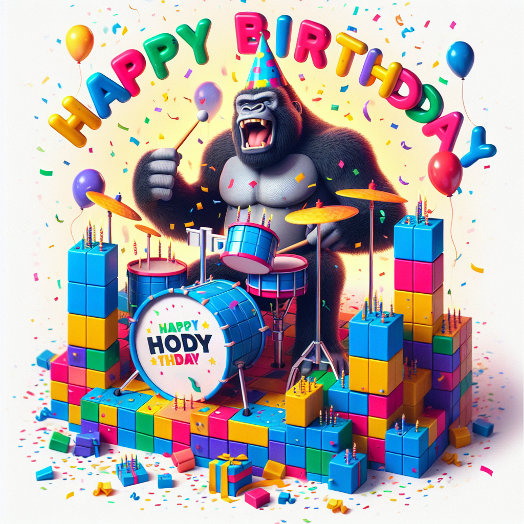 Playing Drums kingkong blink182 lego Birthday Card