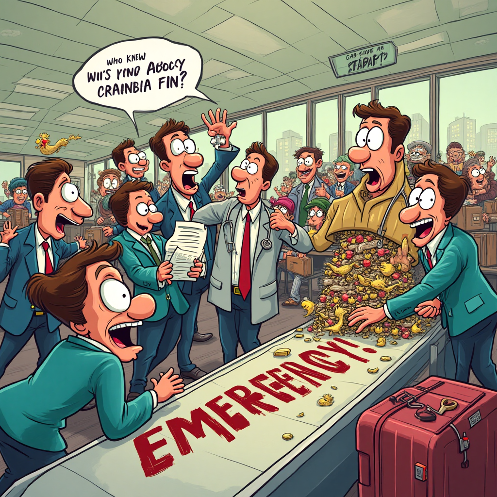 At the top of the Cartoon Style image, include the text: "WE ARE HAVING FUN".

**Image Prompt:**

Create a whimsical cartoon scene set in a bustling customs office, where a comical chaos unfolds. The office is filled with exaggerated characters in bright colors: a frantic customs officer juggling paperwork, a duty collector buried under a mountain of tariffs, and a doctor with a stethoscope checking the pulse of an overloaded luggage conveyor belt. Each character is humorously exaggerated with wide eyes and exaggerated movements. The conveyor belt seems to have come to life, with items like rubber chickens and giant novelty items spilling out. In the middle of the scene, an oversized stamp reads “EMERGENCY!” in bold, comical letters. Despite the madness, everyone appears to be having a blast, showcasing a sense of humorous teamwork. At the bottom of the image, a cheeky speech bubble from the doctor says, "Who knew duty could be so taxing?!"
Generated with these themes: .
Made with ❤️ by AI.