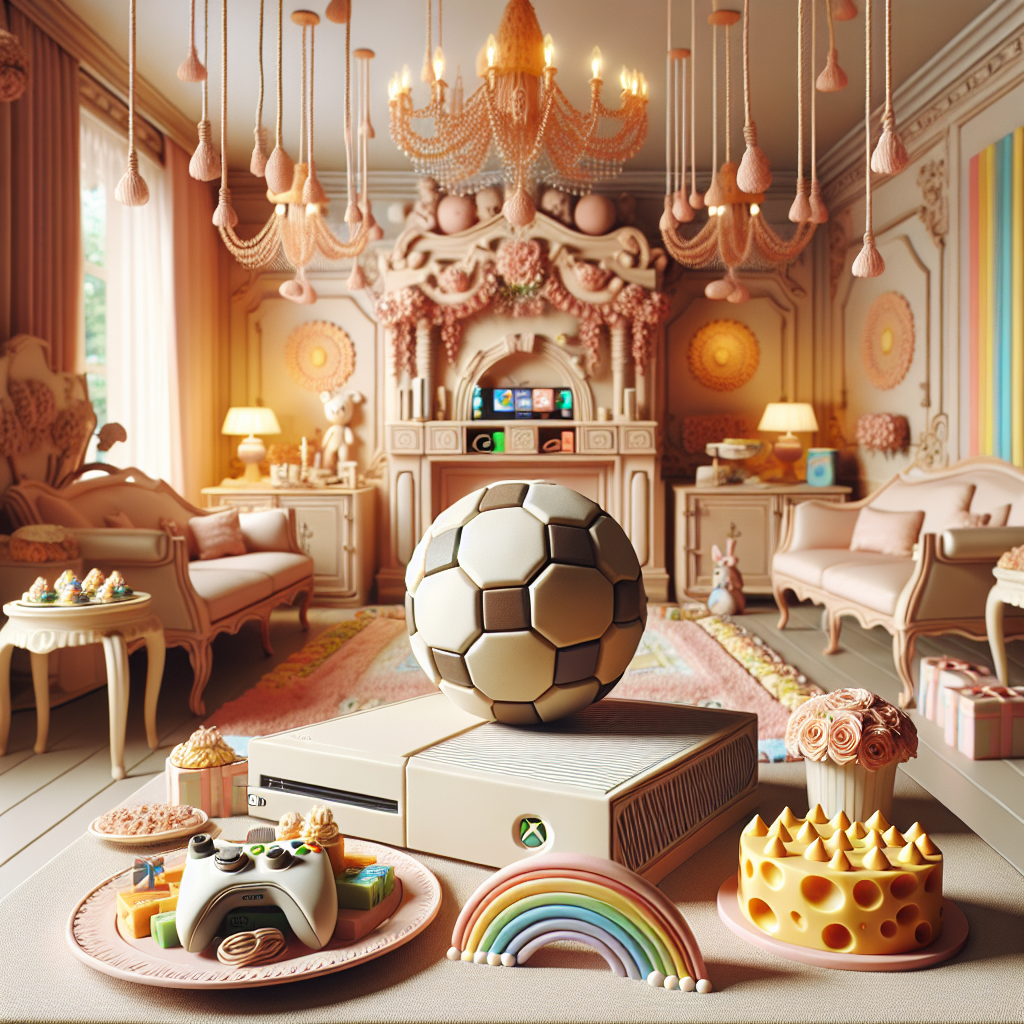 Imagine a warm and intimate room adorned with delicate, pastel-colored decorations. This room sets the scene for a unique and realistic birthday celebration with a strong gaming theme. The centerpiece is a detailed state-of-the-art gaming setup, featuring the latest Xbox console. This gaming cavern is complimented by rainbows, cleverly placed to add a touch of whimsy without overwhelming the gaming scenery. Nearby, there lies a table upon which a soccer ball-shaped chocolate cake reigns supreme, every nook and cranny rich in detail, enticing the guests with its realistic facade. Subtle cheese motifs appear here and there around the room, featured in both the decor and the appetizers, cleverly connecting the birthday individual's favorite food to the playful aesthetics of the celebration.
Generated with these themes: Gaming, Rainbows, Chocolate, Soccer, Xbox, and Cheese.
Made with ❤️ by AI.