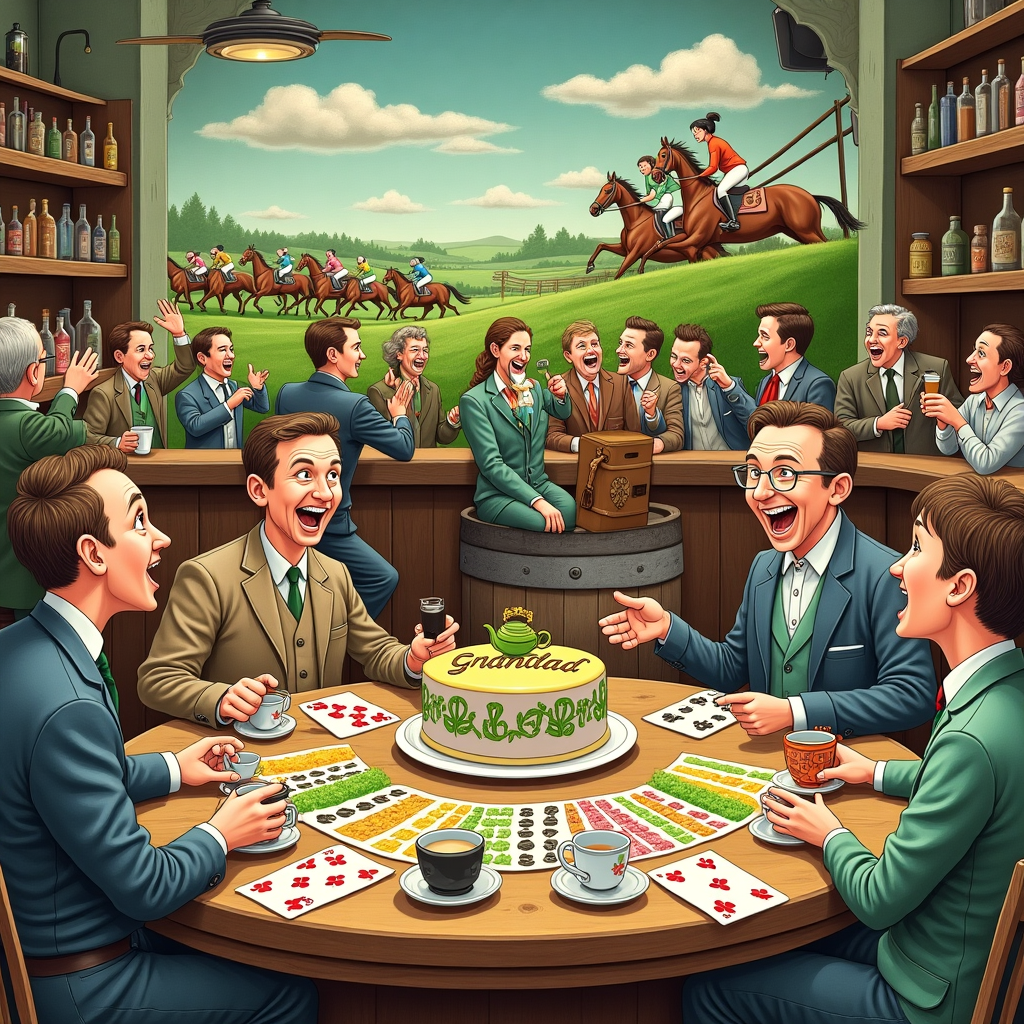 Horse racing, gambling, dominos, cards, pub, tea, irish, lot of laughing Birthday Card