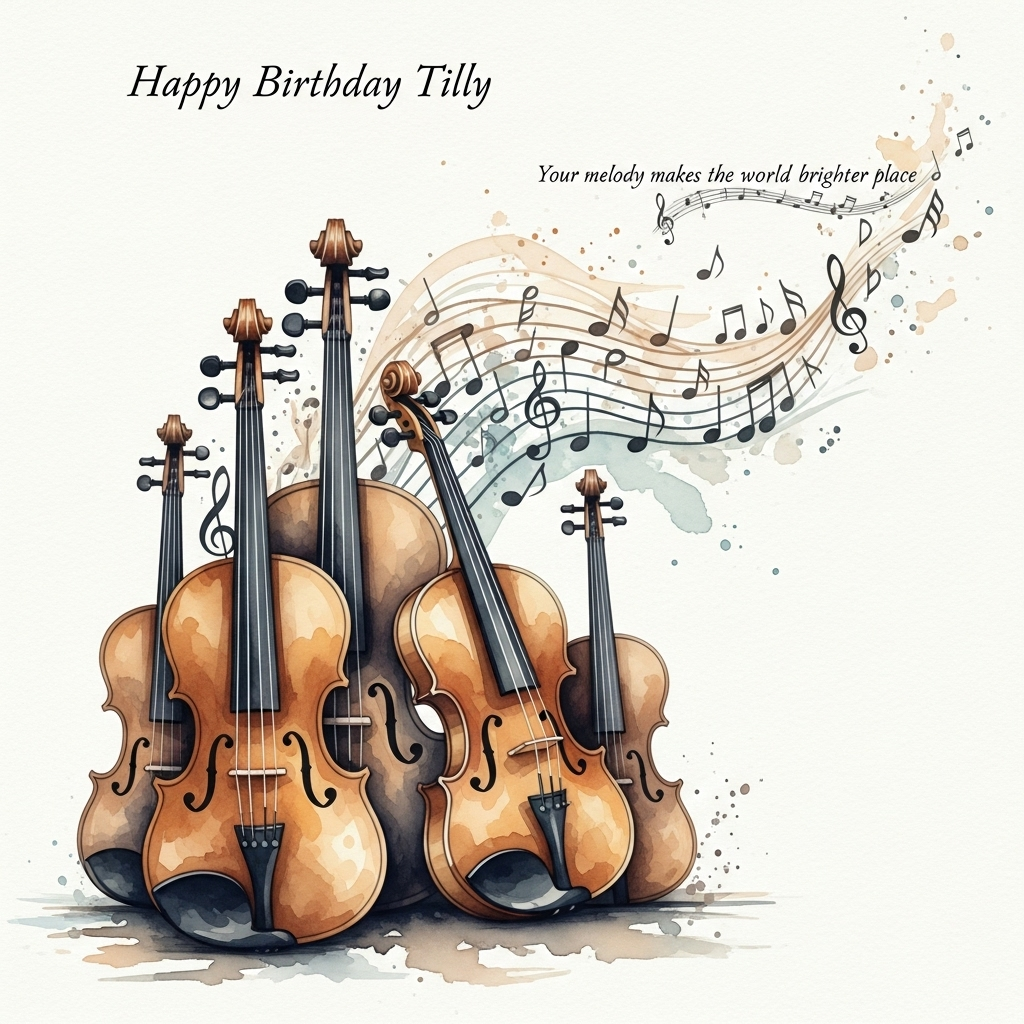 Violins painting, and Birthday Card